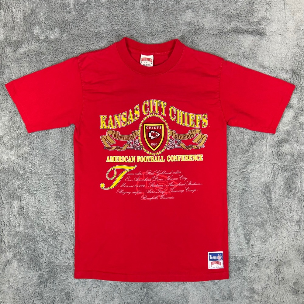 Vintage Nutmeg Mills Kansas City Chiefs T-Shirt Red Mens Large Single Stitch USA